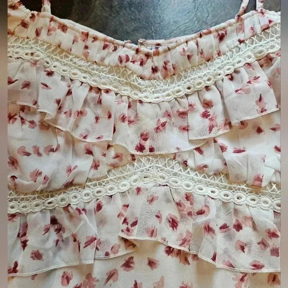 ASOS Designs Tiered Ruffle Floral Cocktail Dress sz 14 NWOT - Picture 1 of 7